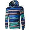 Sweat à capuche à rayures multicolores à manches longues - Bleu M
