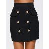 Jupe zippée à taille haute à double boutonnage - Noir L