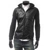 Zippered Faux Leather Jacket Insert Hooded - Noir L