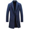 Manteau long en laine à boutonnage avec col à revers et grandes poches - Cadetblue 4XL