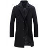 Manteau long en laine à boutonnage avec col à revers - Noir 2XL