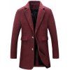 Manteau long en laine mélangé à boutonnage avec col à revers - Rouge M