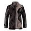 Flocking Stand Collar Single Breasted PU-Leather Jacket - BLACK M