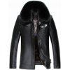 veste en rassemblement avec Poche en cuir artificie à col zipé - Noir 3XL