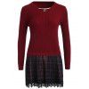 Chain Checked Layered Sweater Skater Dress - WINE RED ONE SIZE