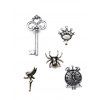 Lot de broches de la forme d'araignée horloge couronne  clé lutin - Argent 