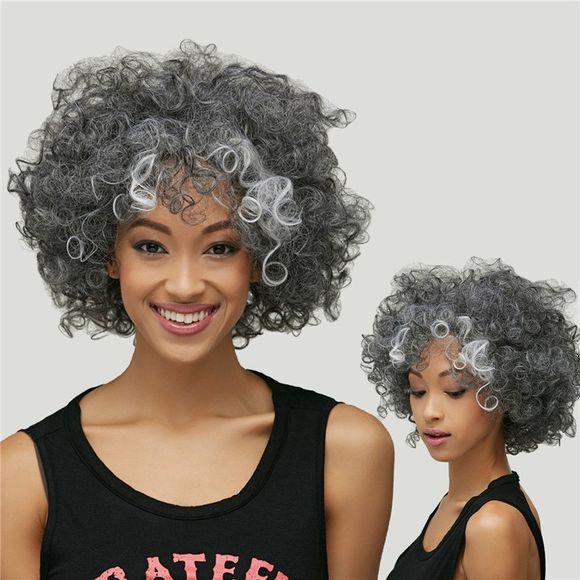 Femmes Gracefully  's Court Afro Bouclés Gris Argent perruque de cheveux synthétiques - multicolore 