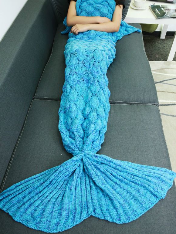 Couverture motif sirène tricotée flexible - Pers 