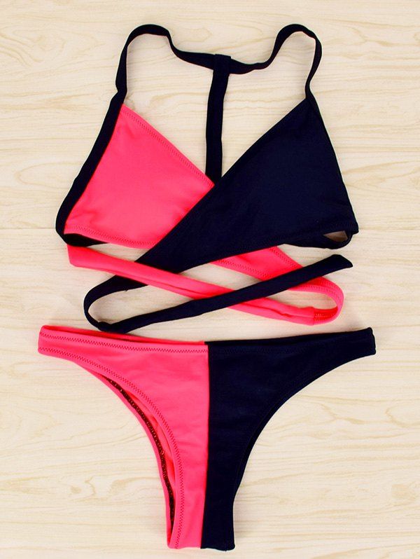 

Two Tone Wrap Bikini Set, Red