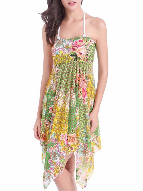 

Flower Print Convertible Cover Up Dress, Colormix