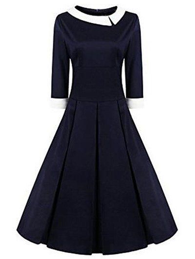 Robe ajustée et évasée à taille haute en style antiquité - Bleu Violet XL