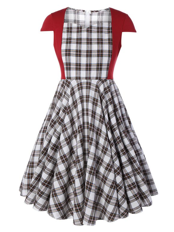 Robe mi-longue à carreaux de grande taille - Carré 4XL