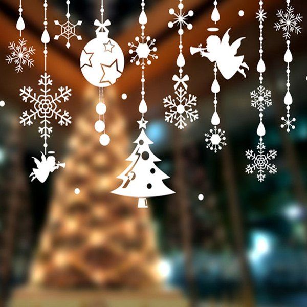 

Merry Christmas DIY Pendants Removable Wall Stickers, White