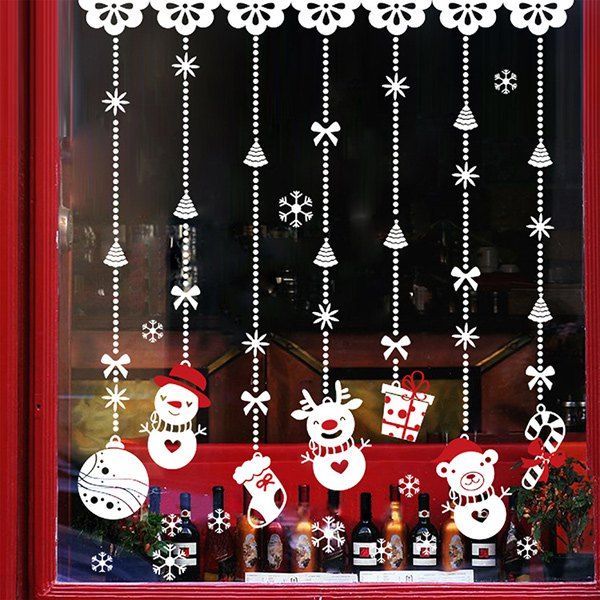 

Merry Christmas Snowman DIY Pendants Removable Wall Stickers, White
