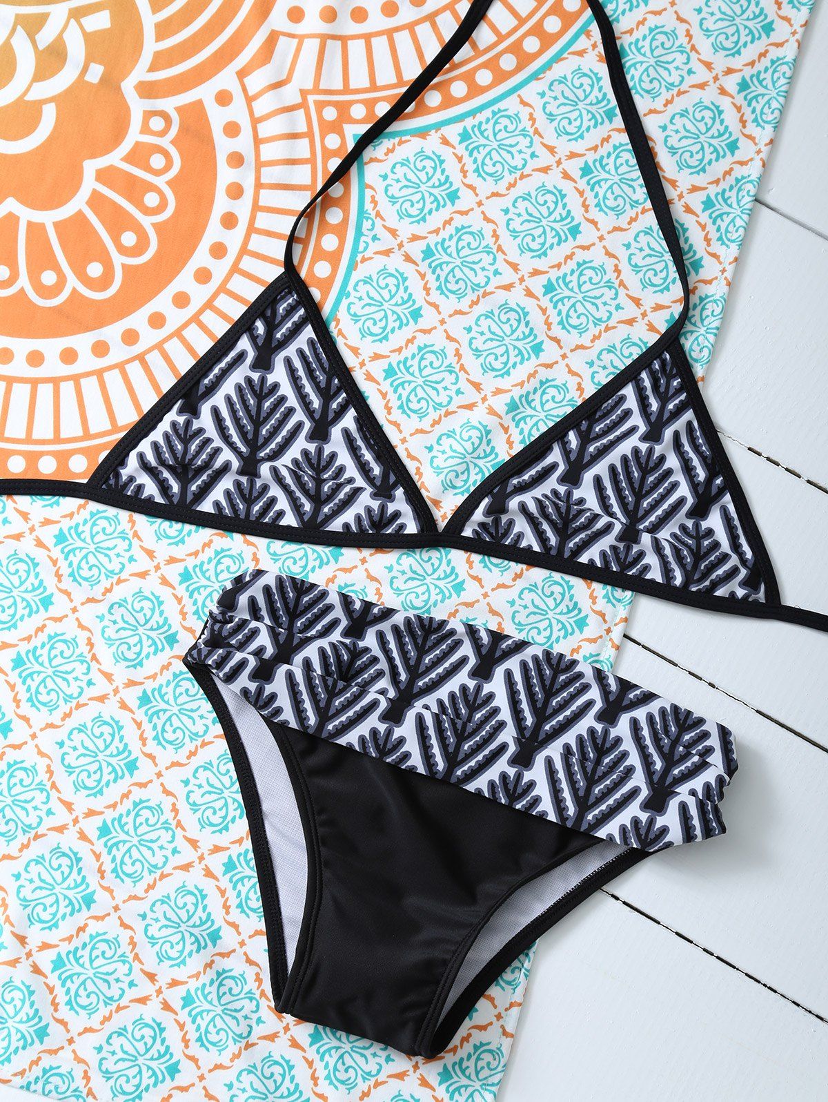 

Halter Tree Branch Bikini Set, Black