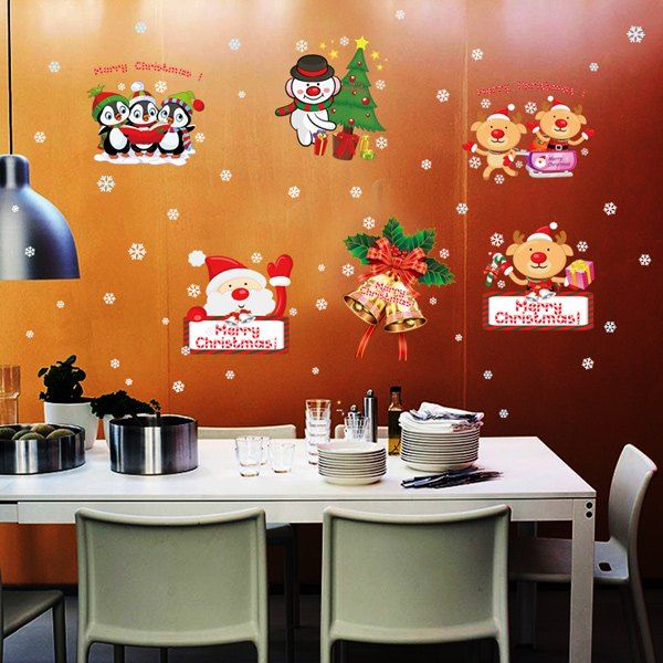 

Merry Christmas DIY Removable Window Decor Wall Stickers, Colorful