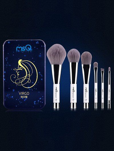 

6 Pcs Virgo Magnetic Makeup Brushes Set with Iron Box, Blue