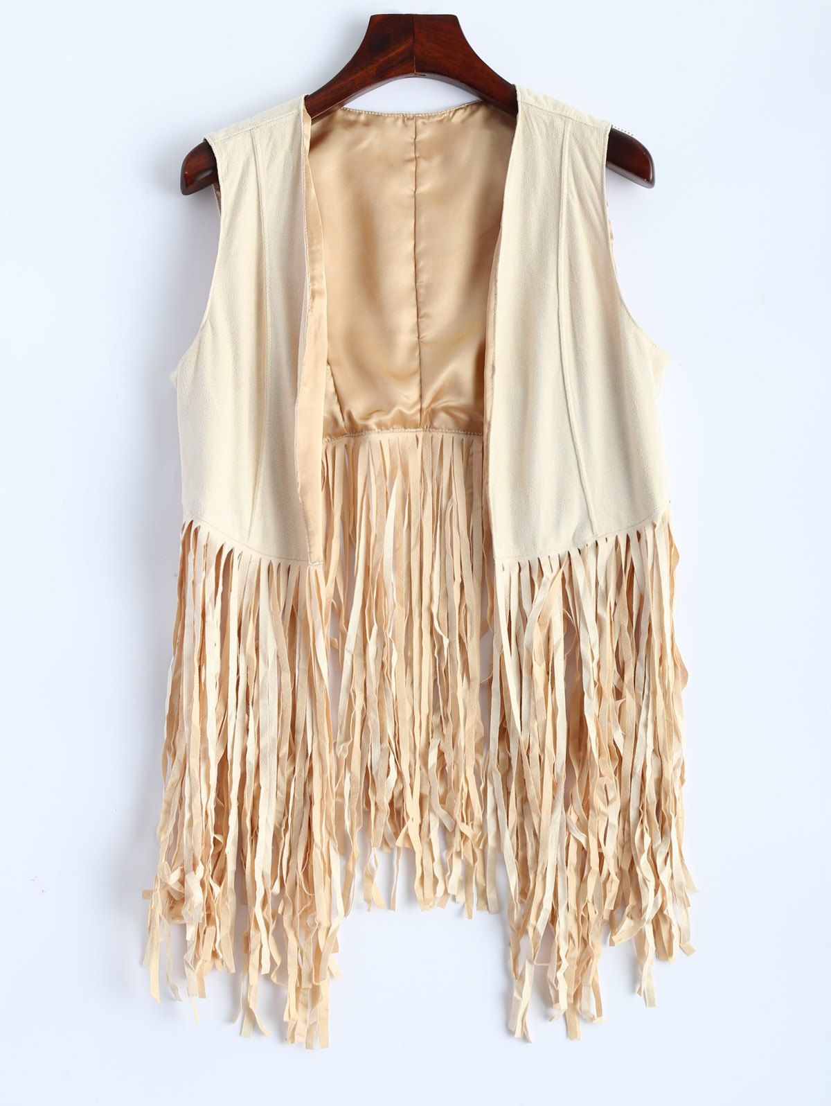 

Faux Suede Fringed Waistcoat, Beige