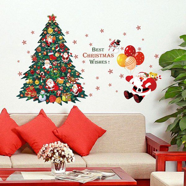 

Xmas Tree Removable Christmas Home Decor Wall Stickers, Colorful
