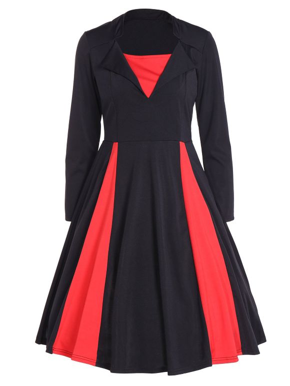 Robe minie en style anticipé en couleur pièce avec rivet - Noir 2XL