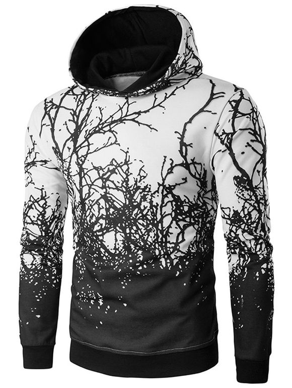 Sweat a capuche avec motif branches arbres 3D - Noir M