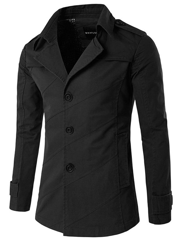 Manteau jointif à seul boutonnage ,col tailleur - Noir XL