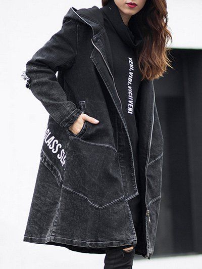Manteau-blouson à capuche - Noir 2XL