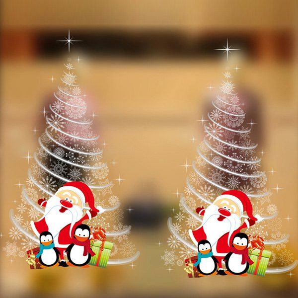Christmas DIY Xmas Tree Pattern Removable Wall Stickers - WHITE 
