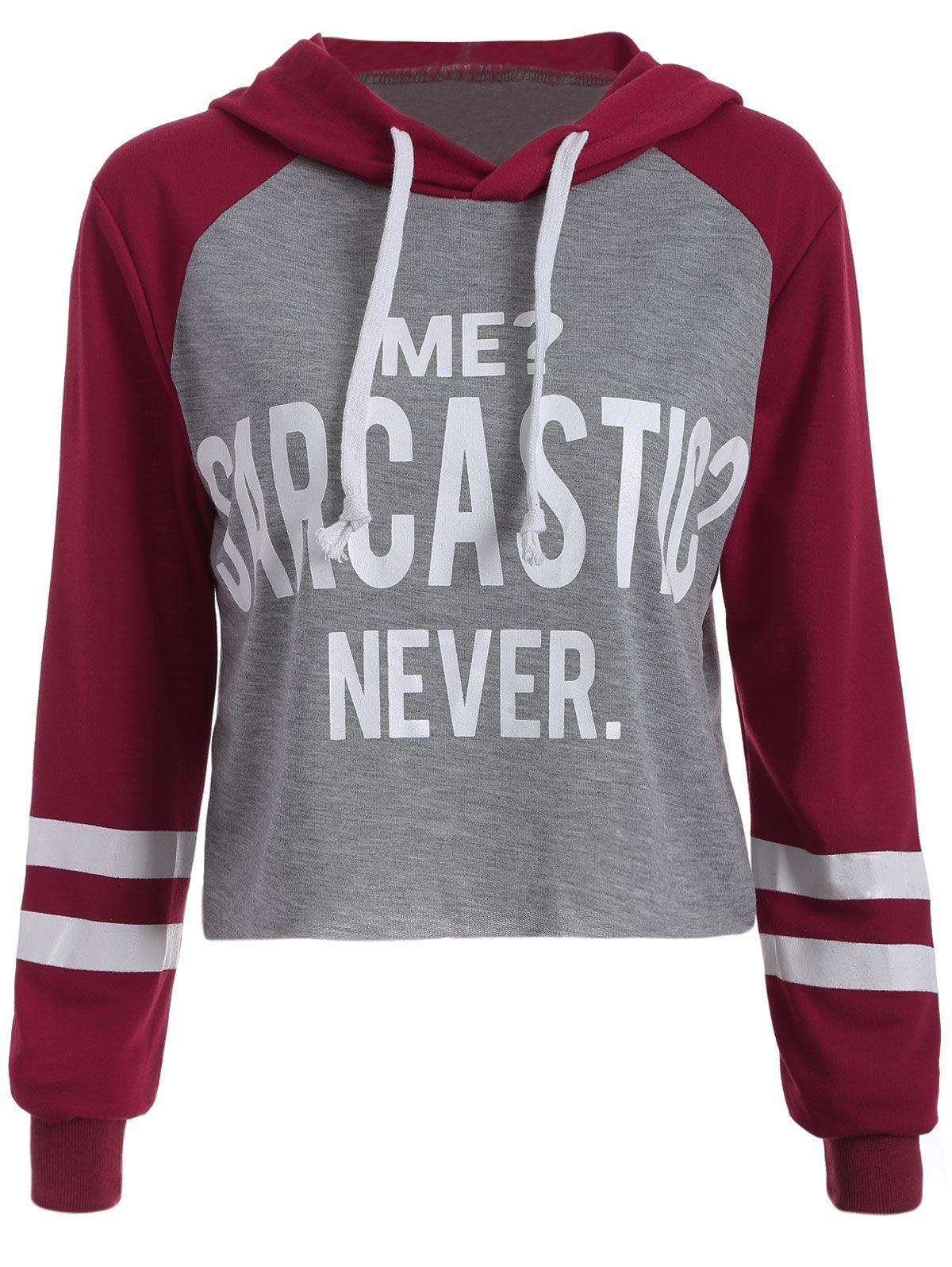 

Letter Graphic Cropped Hoodie, Gray and red