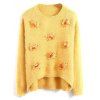 Floral Applique Sweater - Jaune ONE SIZE