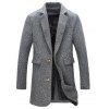 Manteau en laine mélangée gris deux boucles avec poches à rabat - Gris 2XL