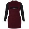 Mini robe pull côtelée bloc de couleur - Rouge vineux S