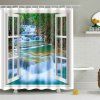 Rideau de douche en polyester imperméable et imprimé paysage de fenêtre - multicolore L