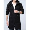 Manteau zippé coupe long en laine à capuche - Noir 2XL