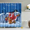 Rideau de douche en tissu imperméable à l'eau style Joyeux Noël - Bleu M