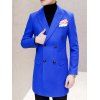 Manteau en laine avec col à revers et poches fendu das le dos - Bleu XL