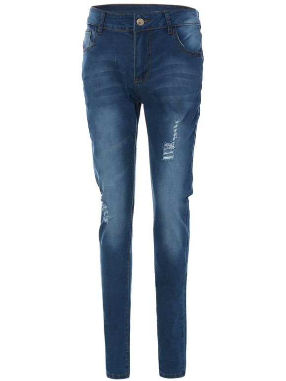Jeans moulant déchire avec poches - Bleu 2XL