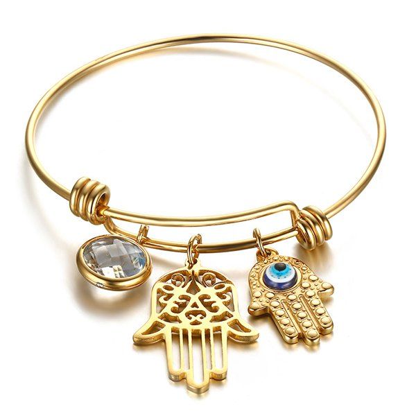 

Rhinestone Devil Palm Eye Bracelet, Golden