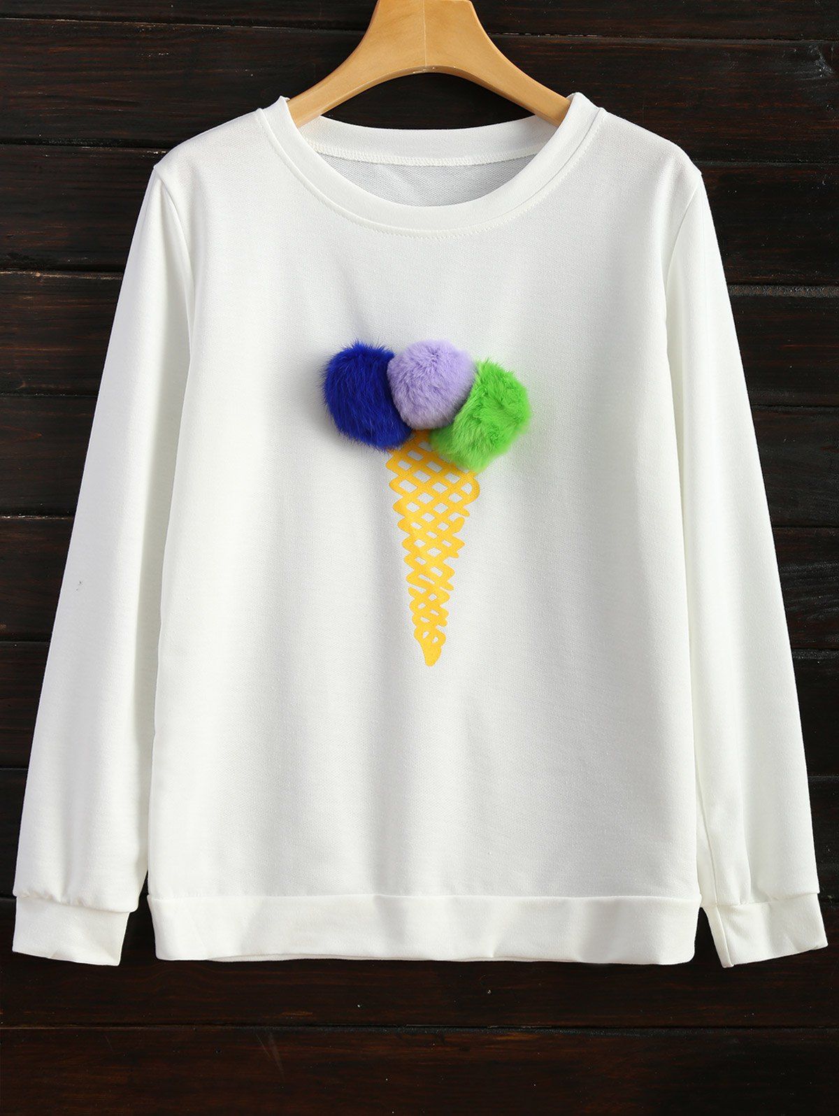 

Icecream Cone Pullover Sweatshirt, White