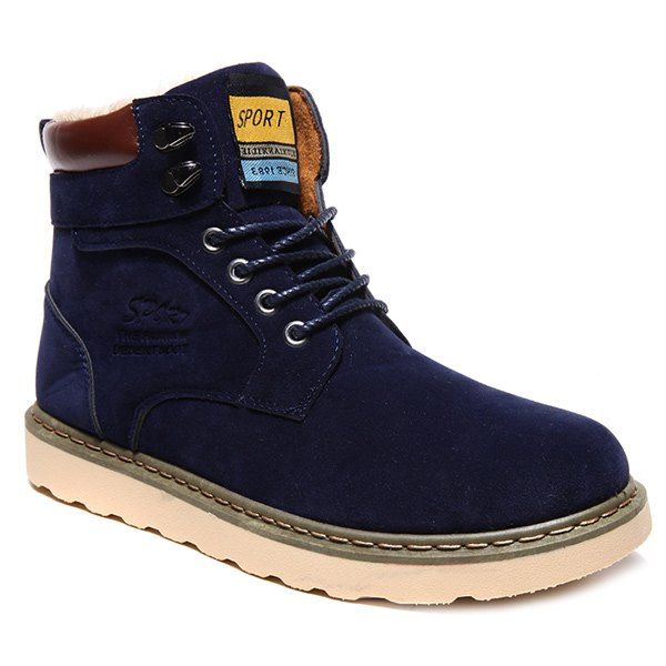 

Tie Up Suede Metal Boots, Deep blue