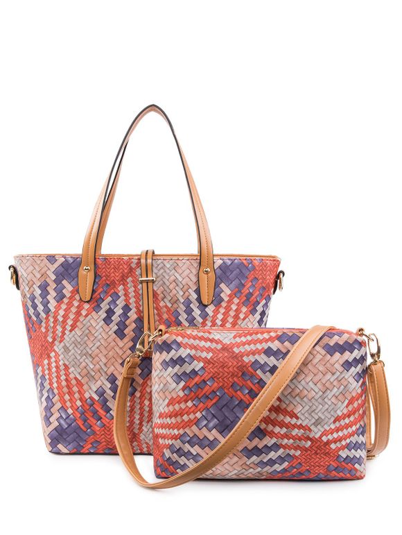 PU cuir coloré Tissage Shouder Sac - Orange 