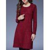 Robe manches longues suédée - Rouge vineux 5XL