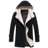 Manteau à capuche en laine mixte simple boutonnage - Noir 2XL