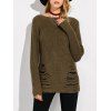 Crew Neck Ripped Sweater - ARMY GREEN M
