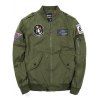Zip Up Badge Patched Bomber Jacket - ARMY GREEN L