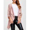 Drape Front Rolled Sleeve Coat - PINK XL