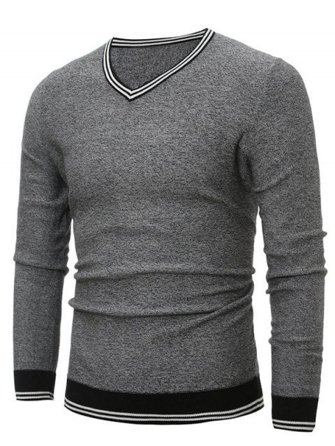 [41% OFF] 2019 Striped V Neck Pullover Cricket Sweater In GRAY 2XL ...