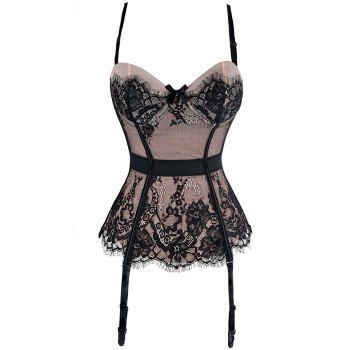 [17% OFF] 2024 Spaghetti Strap Lace Panel Corset In COMPLEXION | DressLily