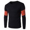 Ras du cou Color Block Splicing design flocage Sweatshirt - Noir L