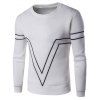 Ras du cou V imprimé géométrique long Sleeve Sweatshirt - Blanc L